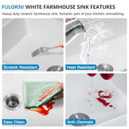 28"x20" White Farmhouse Sink (28"x20"x10" / White)