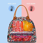 Insulated Lunch Cooler Bag (Floral#Red)