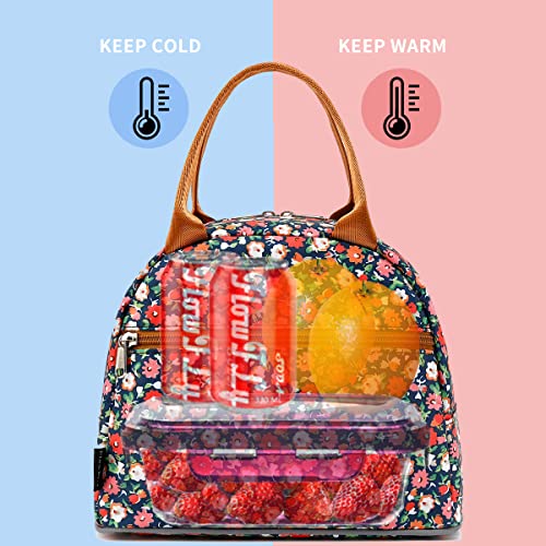 Insulated Lunch Cooler Bag (Floral#Red)