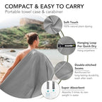 Quick Dry Travel Towel with Case & Carabiner (Gray / 47.00" x 23.60")