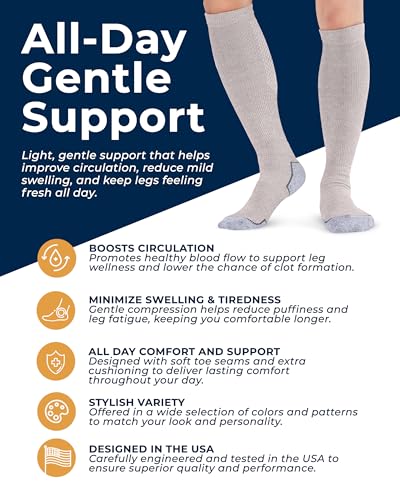 Compression Socks for Men (Large / Black/Tan/Navy - 3 Pairs)
