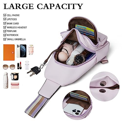 Sling Bag Crossbody Bags for Women Small Cross Body Bag Fanny Packs Chest Sling Purse for Daily Travel Leisure Sport (Purple)