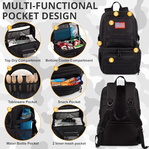 Tactical Double Deck Cooler Backpack for Men (Black / X-Large)