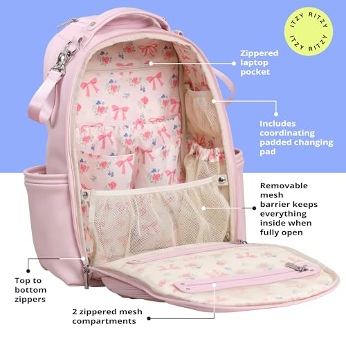 Boss Plus Diaper Bag Backpack with 19 Pockets (Ribbons & Bows)