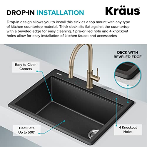 Bellucci 28 inch Granite Workstation Drop In Top Mount Single Bowl Kitchen Sink in Metallic Grey with Accessories (28 Inch / Gray)