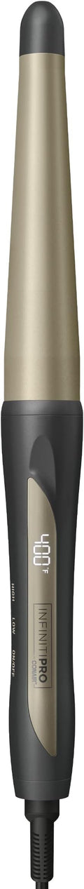 INFINITIPRO BY CONAIR Tourmaline Ceramic 1¼-Inch to ¾-Inch Tapered Curling Wand, Tapered Curling Wand Produces Beachy Waves, Dark Grey