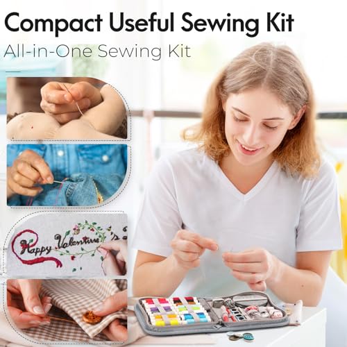 Sewing Kit Gifts for Adults Teen Grils Women Mom Grandma (Gray / M)