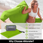 Quick Dry Travel Towel with Case & Carabiner (Green / 31.50" x 15.80")