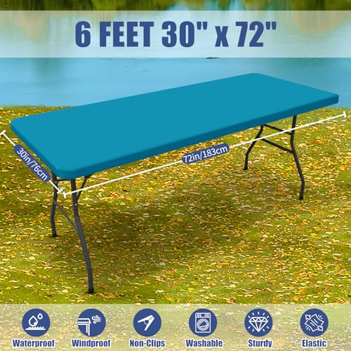 2 Pack Rectangle Spandex Fitted Table Cloth (Teal / 72" x 30" (Rectangular))