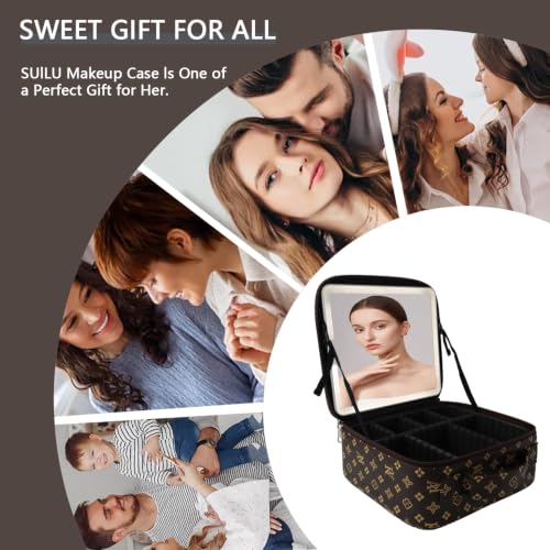 Makeup Bag with Led Mirror (Light Brown / with LED mirror)