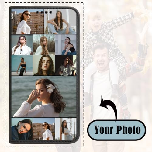 Personalized Gift Wallet Case Compatible with iPhone Air 17 16 15 Plus 14 13 Pro Max XS 12 11 Phone with Money Card Holder (Black-K)