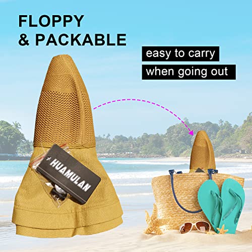 Women Summer Wide Brim Sun Hat Bucket Fishing Hats UV Protection (Medium / M9163-huang)