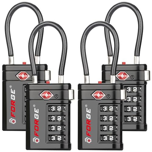 Open Alert TSA Approved Luggage Locks (Black 4 PK)