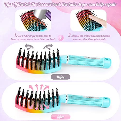 Boar Bristle Hair Brush (Green+Blue)