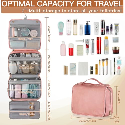 Hanging Travel Toiletry Bag for Women (Cherry Blossom Pink / 1 Pack)