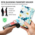 RFID Blocking Passport Holder for Travel (Camellia)