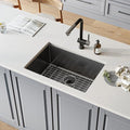 25 x 18 Inch Gloss Black Ceramic Coating with NanoTek Undermount Kitchen Sink (25 x 18 x 10 Inch / Dark Grey)