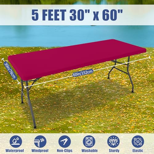 2 Pack Rectangle Spandex Fitted Table Cloth (Fuchsia / 60" x 30" (Rectangular))