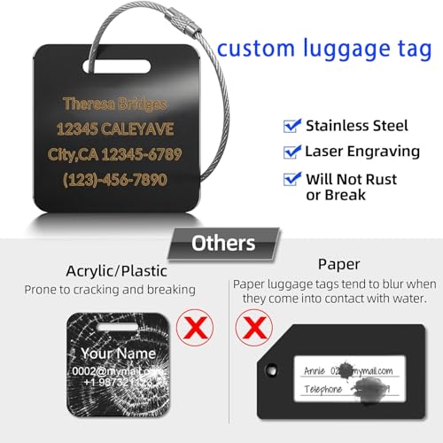 5Pack) Custom Personalized Luggage Tags-Customized Unique tag for Suitcase Backpack Travel,Bags (Purple (3.8×2)) (Purple (3.8×2))