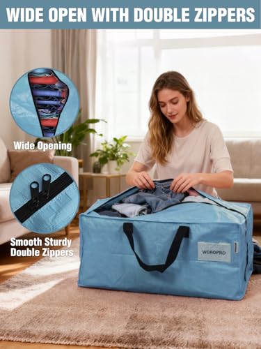 1 Pack Extra Large Moving Bags with Backpack Straps & Handles (Dusty Blue / 1 Pack)