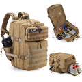 Military Tactical Backpack for Men and Women 45L Army 3 Days Assault Pack Bag Large Rucksack with Shoe Compartment (1.1 Khaki)