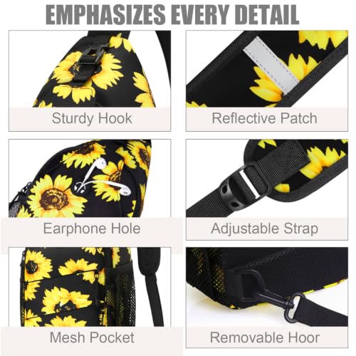 Crossbody Bags for Women Men Trendy Sling Bag Backpack Chest Bag (Large / Sunflower)