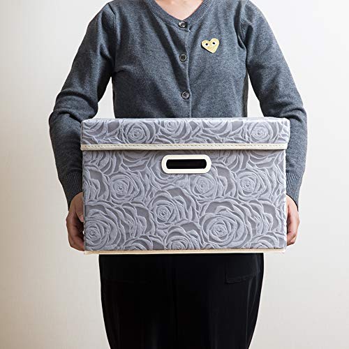 Foldable Storage Bins with Lids [5 (Gray / Medium(5-Pack))
