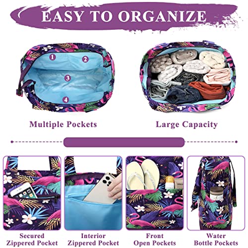 Beach Bag for Women (Purple Flamingo)
