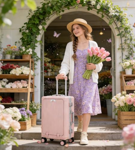 PC Hardside Carry On Luggage (A6-Pink (zipperless closure) / 20.8")