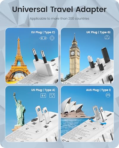 100W International Travel Adapter (100W-2A2C(4 Fast Charger Ports) / White)