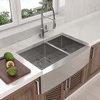 33 Inch Farmhouse Sink Double Bowl 60 (Stainless Steel / 33''x21''-60/40)