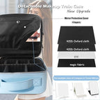 Travel Makeup Bag Cosmetic Bag Makeup Organizer Bag with Lighted Mirror (Azure Blue / Woven)