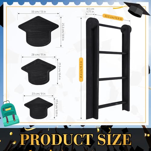 3 Tier Graduation Cap Serving Trays Wooden Platters 13'' 11'' 9'' Plate Board Reusable Plate Congrats Grad Party Serving for Graduate Party Sharing Snacks (Graduation Cap)