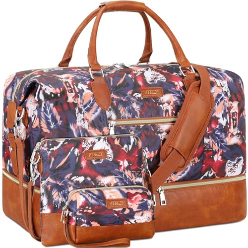Weekender Bag for Women (Large / 8-Purple Leaf)