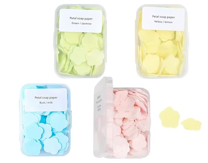 4 Boxes Paper Soap, 4 Random Different Scented Mini Portable Disposable Petal by DPWOUM