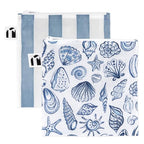 Roamio Reusable Sandwich and Snack Bags (C6 Nautical Stripe & Shells-Lg)