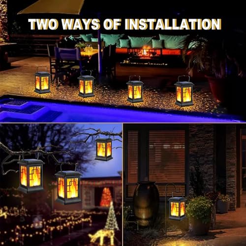 Solar Lantern Outdoor Flickering Flame Hanging Solar Lights (4pack)