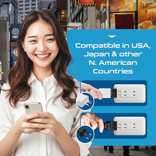 European to US Plug Adapter Socket (6 Pack - America/Canada / Black)