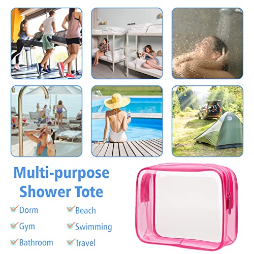 Clear Makeup Bag for Travel (2 Matte Rose Red / Mixed Size Series (1 Medium + 1 Large))