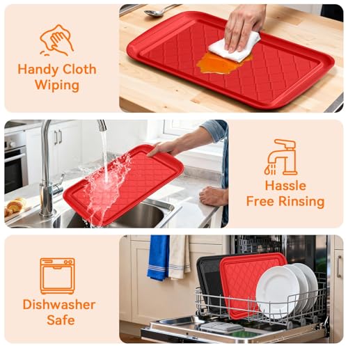 Grilling Prep & Serve Trays for Party Set of 2 (Black & Red)