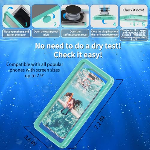 Waterproof Phone Case for Snorkeling with Lanyard IPX8 Underwater Touch (Green)