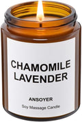 Massage Oil Candle, Romantic Gift SPA Use Home Scented Candle Body Oil, Ultra Hydrating Body Care with Soybean Oil, 4.5oz (Chamomile Lavender)