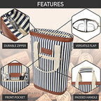 2 Bottle Wine Bag Carrier Insulated Leakproof Wine Cooler Navy Stripes (Navy Stripes)