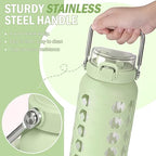 64oz Glass Water Bottle with Straw and Lid (Green / 64 Ounces)