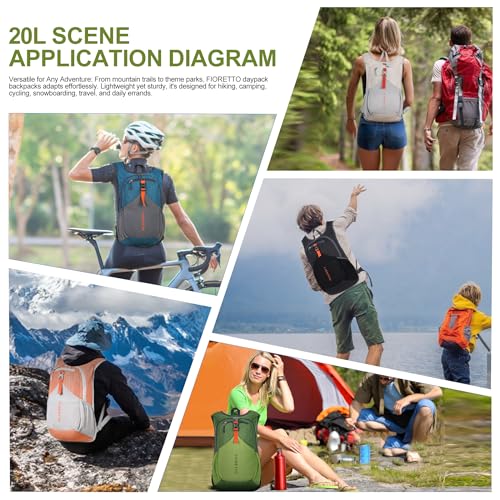 20L Hiking Backpack for Men Women Lightweight Foldable Small Daypack for Travel Camping Outdoor (Beige and Green / 20l)