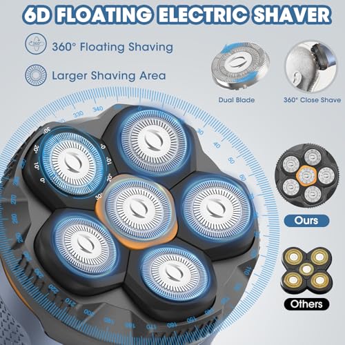 6D Electric Head Shaver for Men (Grayish Blue)
