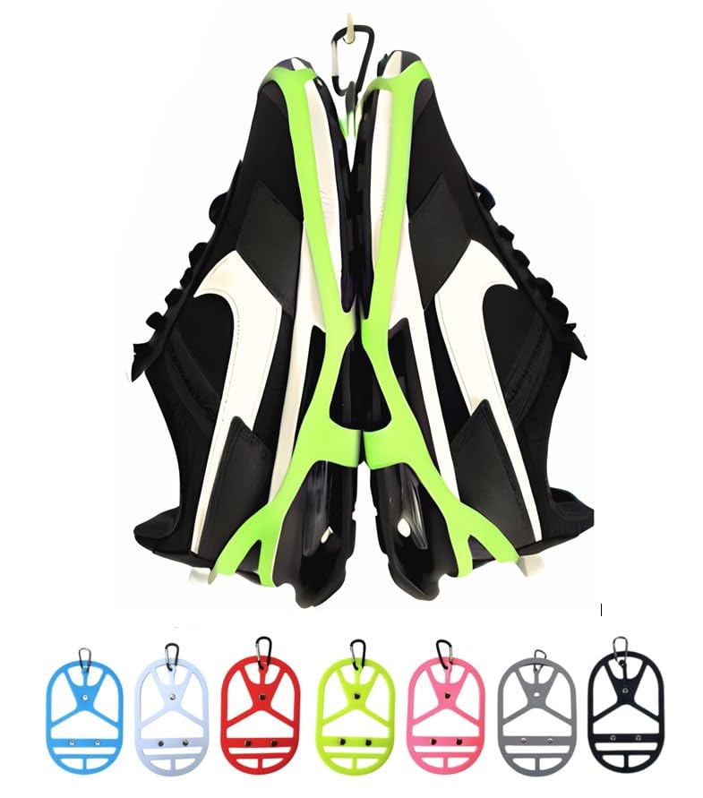 Shoe Holster For Backpack with Clip Hanger. Footwear Holder with a Carabiner for Sneakers (Yellow Neon / Medium)