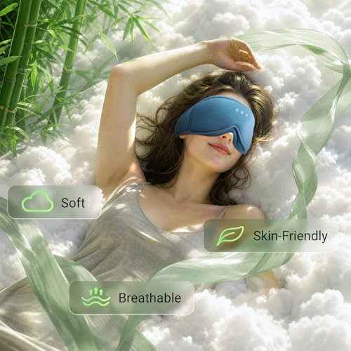 3D Bamboo Cotton Sleep Mask with Bluetooth 5.4 Headphone (Blue)