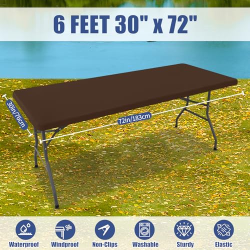 2 Pack Rectangle Spandex Fitted Table Cloth (Coffee / 72" x 30" (Rectangular))