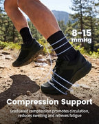 3 Pairs Running Compression Socks for Men & Women Crew Socks with Cushion (Large / Black+white+grey(3 Pairs ))